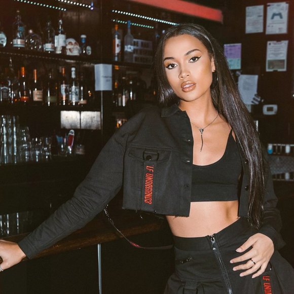 LF The Brand Crop Raw Hem Black Denim Jacket Punk size X-Small - Picture 1 of 11